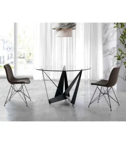 Mesa fija circular de vidrio templado Andrea, 120 x 76 cm (diámetro x alto)