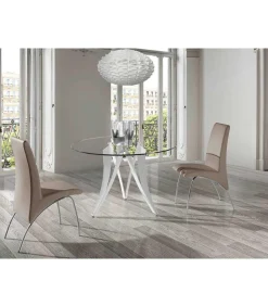Mesa fija circular de vidrio templado Aroa, 120 x 77 cm (diámetro x alto)