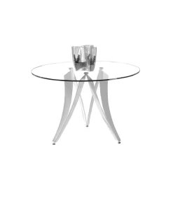 Mesa fija circular de vidrio templado Aroa, 120 x 77 cm (diámetro x alto)