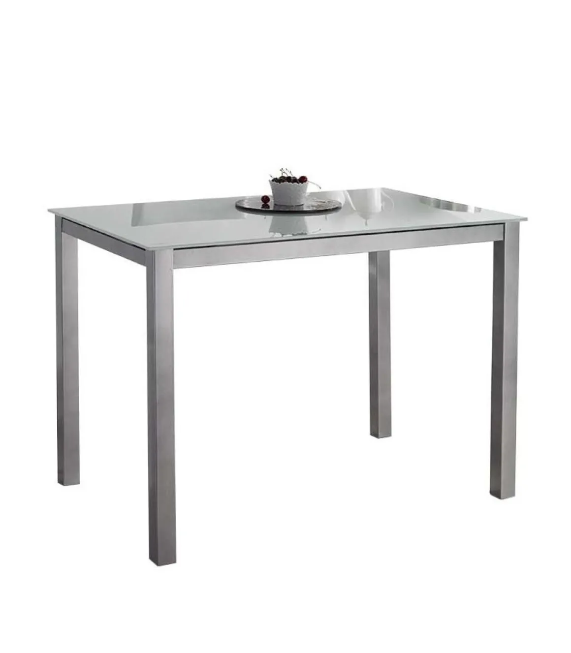 Mesa fija cocina cristal blanco patas grises 75 cm(alto)105 cm(ancho) 60 cm(fondo).