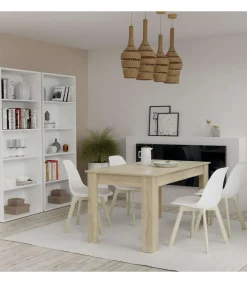 Mesa fija Kia para salón, cocina acabado roble cambrian, 77 cm(alto)140 cm(ancho)80 cm(largo)
