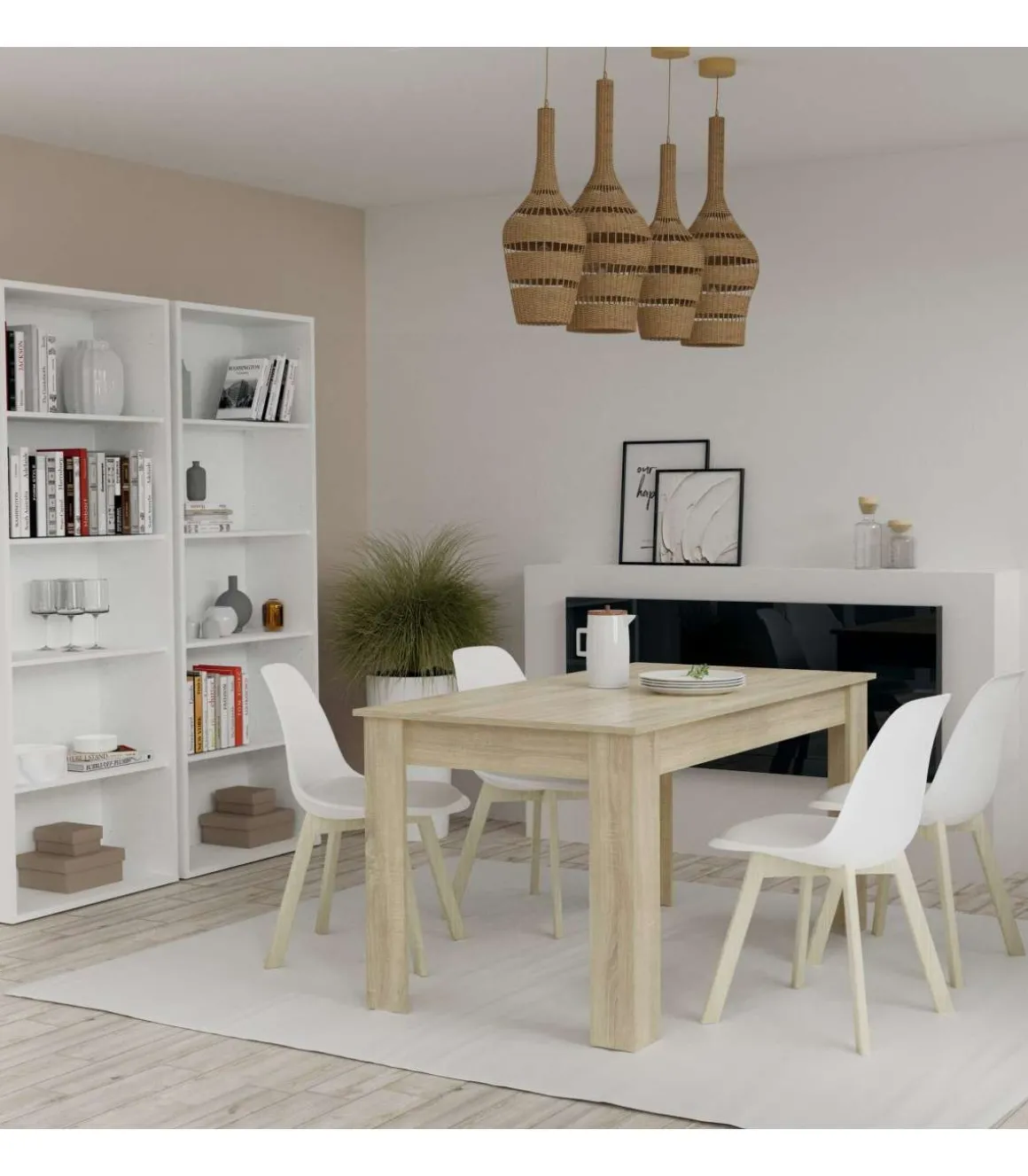 Mesa fija Kia para salón, cocina acabado roble cambrian, 77 cm(alto)140 cm(ancho)80 cm(largo)