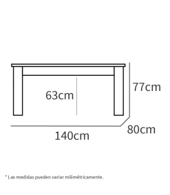 Mesa fija Kia para salón, cocina acabado roble cambrian, 77 cm(alto)140 cm(ancho)80 cm(largo)