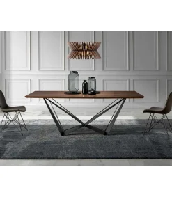 Mesa fija rectangular Amira acabada en nogal, 200 x 100 x 75 cm (largo x ancho x alto)