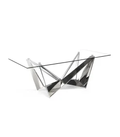 Mesa fija rectangular de vidrio templado Amparo, 220 x 100 x 77 cm (ancho x ancho x alto)