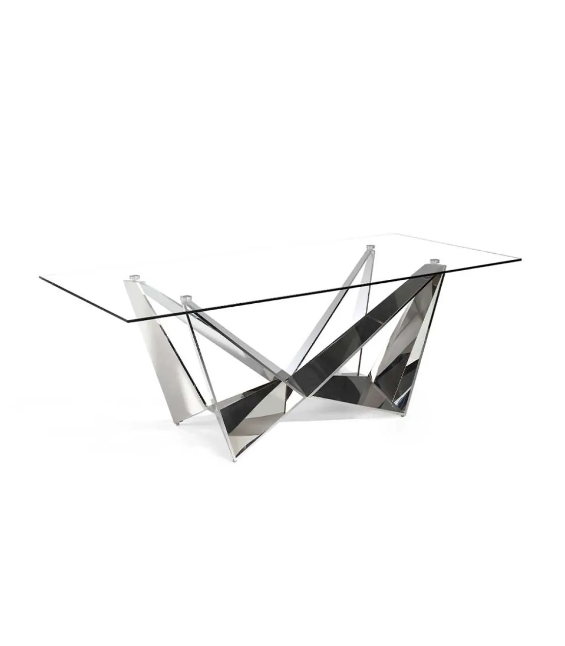 Mesa fija rectangular de vidrio templado Amparo, 220 x 100 x 77 cm (ancho x ancho x alto)