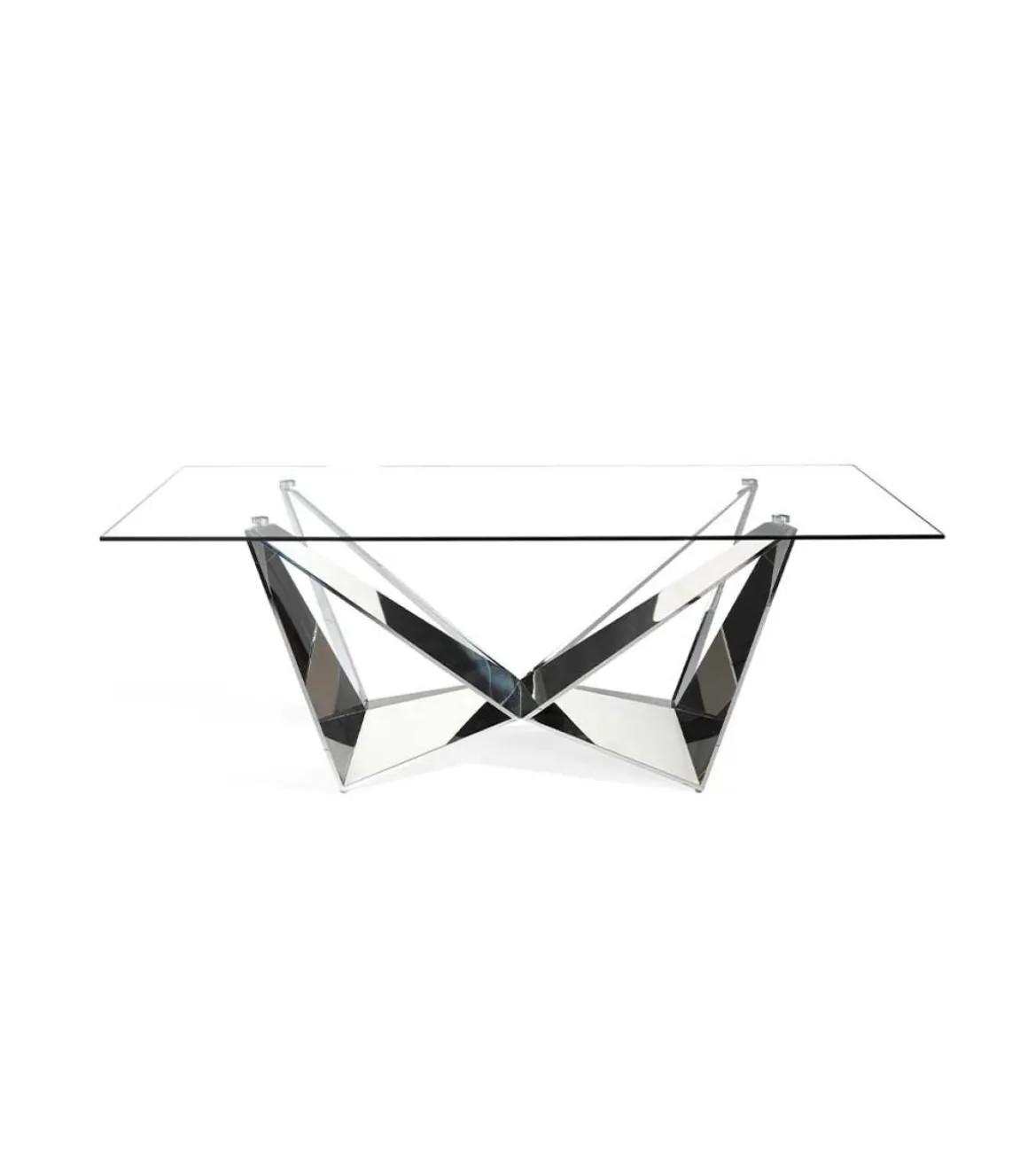 Mesa fija rectangular de vidrio templado Amparo, 220 x 100 x 77 cm (ancho x ancho x alto)