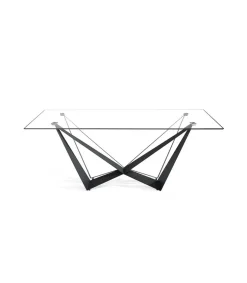 Mesa fija rectangular de vidrio templado Angela, 200 x 100 x 76 cm (ancho x ancho x alto)