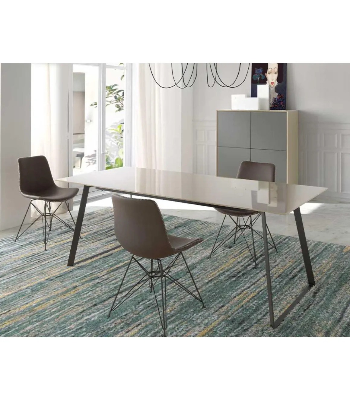 Mesa fija rectangular en blanco Leire, 180 x 90 x 75 cm (largo x ancho x alto)