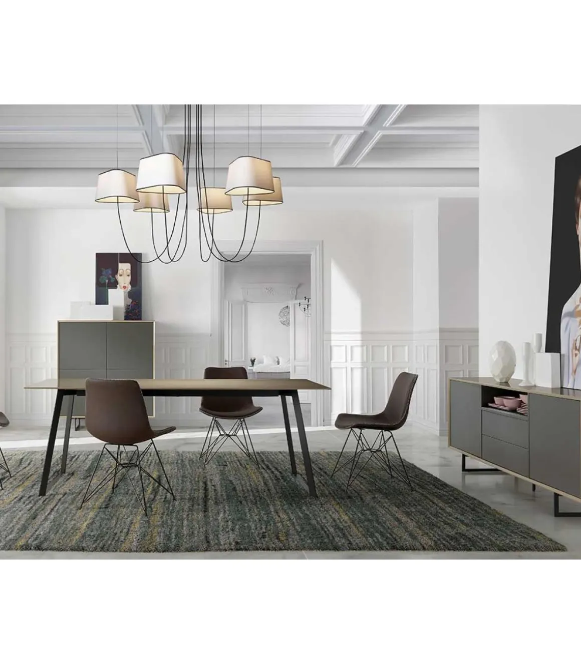 Mesa fija rectangular en blanco Leire, 180 x 90 x 75 cm (largo x ancho x alto)