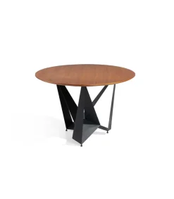 Mesa fija redonda acabada en nogal Gala, 120 x 76 (diámetro x alto)