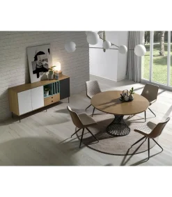 Mesa fija redonda acabada en roble Celeste, 137 x 76 (diámetro x alto)