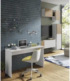 Mesa oficina o despacho Haley acabado blanco 77/89 cm(alto)131.5 cm(ancho)45 cm(fondo)