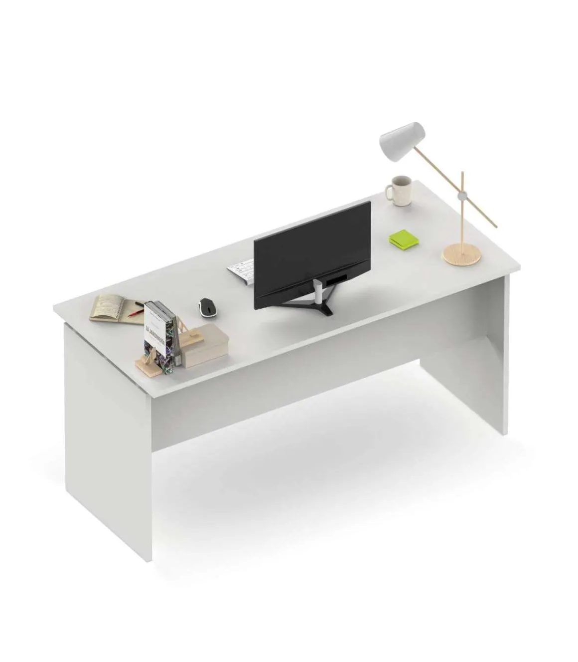 Mesa oficina o despacho Rivoli acabado blanco, 76cm(alto) 155cm(ancho) 68cm(fondo)