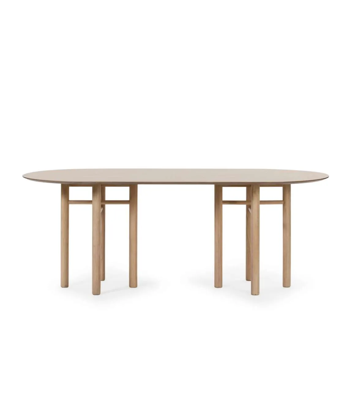 Mesa ovalada para comedor modelo Junco acabado natural, 100cm(ancho) 75cm(alto) 200cm (largo)