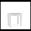 Mesa para cocina, comedor abatible 1 cajón Md-Bety acabado cristal blanco, 80cm(ancho) 75cm(altura) 40/80cm(fondo).