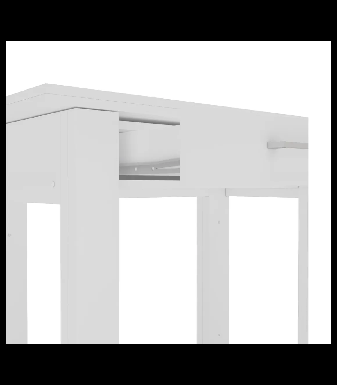 Mesa para cocina, comedor abatible 1 cajón Md-Bety acabado cristal blanco, 80cm(ancho) 75cm(altura) 40/80cm(fondo).