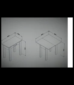 Mesa para cocina, comedor abatible 1 cajón Md-Bety acabado cristal blanco, 80cm(ancho) 75cm(altura) 40/80cm(fondo).