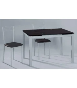 Mesa para cocina, comedor extensible Md-Baby acabado cristal negro, 110/170cm(ancho) 75cm(altura) 70cm(fondo).