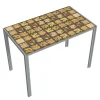 Mesa para cocina, comedor fija Md-Roma acabado cristal decorado, 105cm(ancho) 75cm(altura) 60cm(fondo).