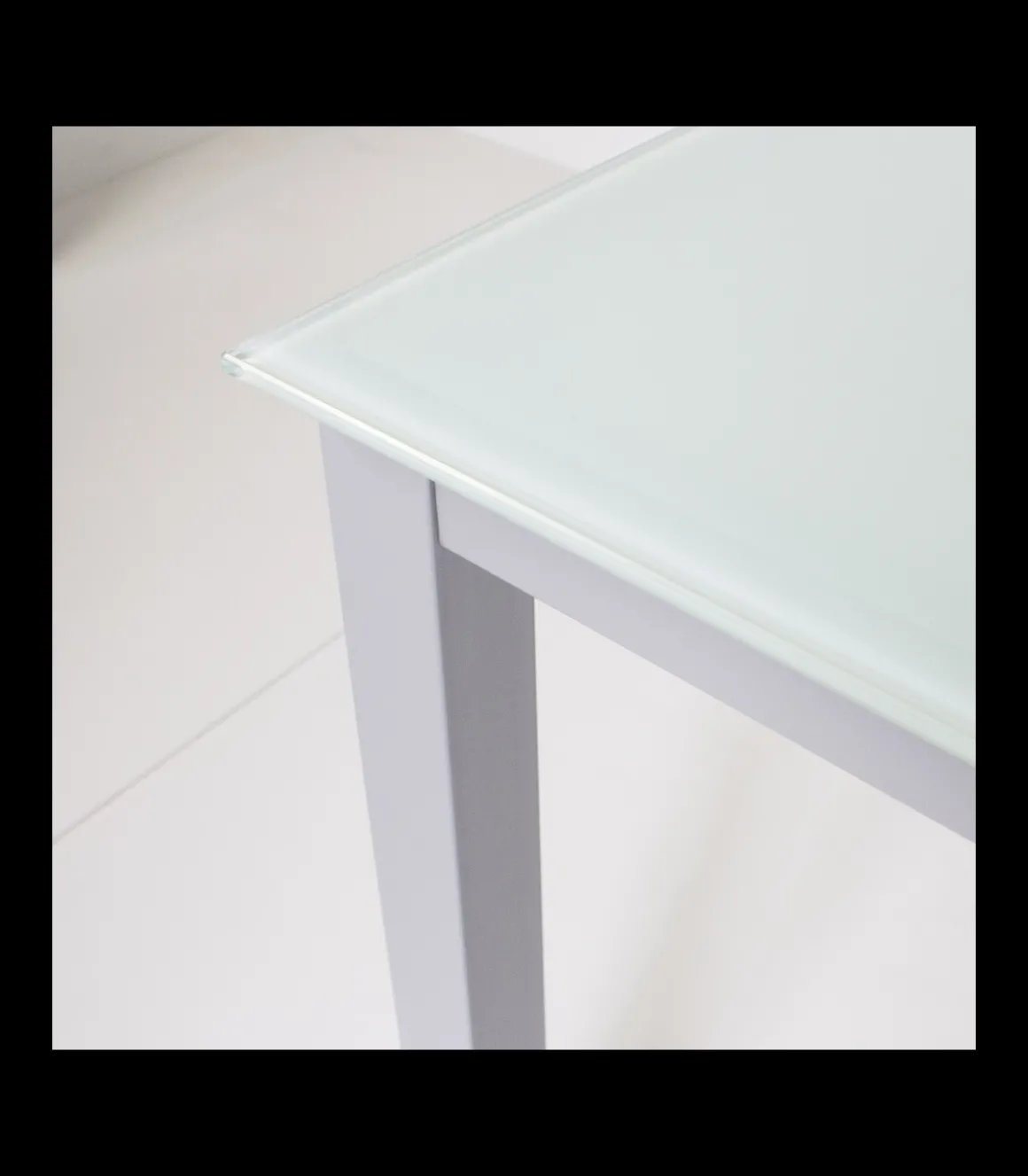 Mesa para cocina, comedor fija acabado cristal blanco, 140cm(ancho) 75cm(altura) 90cm(fondo).