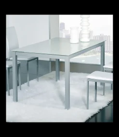 Mesa para cocina, comedor fija acabado cristal blanco, 140cm(ancho) 75cm(altura) 90cm(fondo).