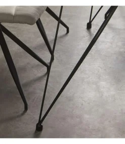 Mesa para cocina, comedor Md-Sally tapa cristal transparente, 140cm(ancho) 75cm(altura) 90cm(fondo).