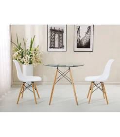 Mesa para cocina, comedor Md-Velez redonda acabado blanco, 80cm(ancho) 74cm(altura) 80cm(fondo).