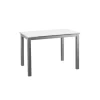 Mesa para cocina extensible acabado cristal blanco, 76.5 cm(alto) 110/170 cm(ancho)70 cm(fondo).