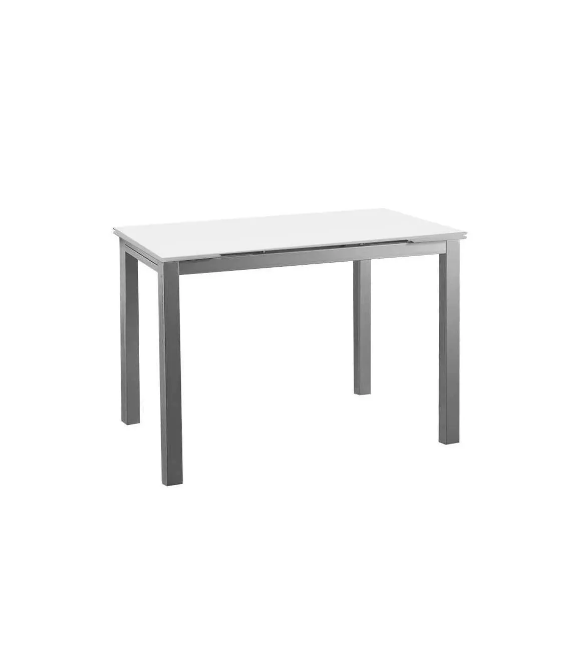 Mesa para cocina extensible acabado cristal blanco, 76.5 cm(alto) 110/170 cm(ancho)70 cm(fondo).