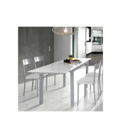 Mesa para cocina extensible acabado cristal blanco, 76.5 cm(alto) 110/170 cm(ancho)70 cm(fondo).