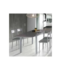 Mesa para cocina extensible acabado cristal gris, 76.5 cm(alto) 110/170 cm(ancho)70 cm(fondo).