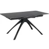 Mesa para comedor extensible Md-Boris acabado gris oscuro/negro, 150/200cm(ancho) 76cm(altura) 85cm(fondo).