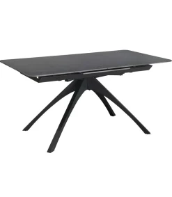 Mesa para comedor extensible Md-Boris acabado gris oscuro/negro, 150/200cm(ancho) 76cm(altura) 85cm(fondo).