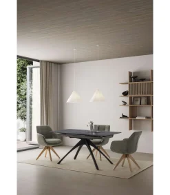 Mesa para comedor extensible Md-Boris acabado gris oscuro/negro, 150/200cm(ancho) 76cm(altura) 85cm(fondo).
