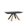 Mesa para comedor extensible Md-Azucena acabado negro/natural, 160/240cm(ancho) 76cm(altura) 90cm(fondo).