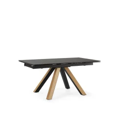 Mesa para comedor extensible Md-Azucena acabado negro/natural, 160/240cm(ancho) 76cm(altura) 90cm(fondo).