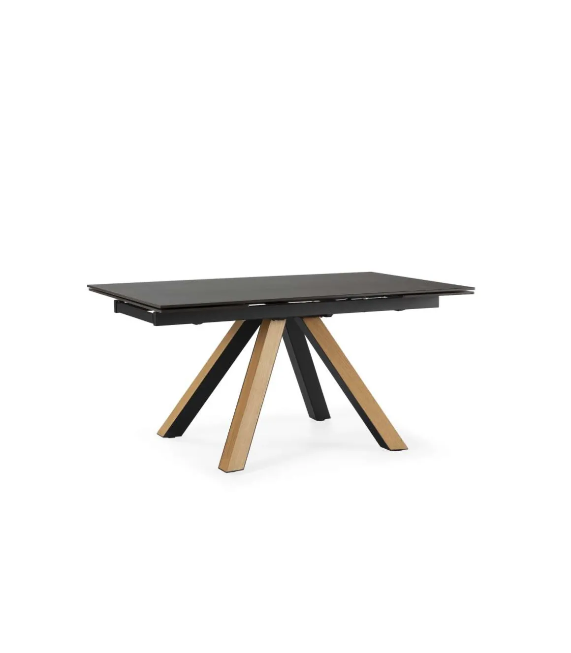 Mesa para comedor extensible Md-Azucena acabado negro/natural, 160/240cm(ancho) 76cm(altura) 90cm(fondo).