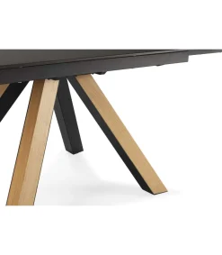 Mesa para comedor extensible Md-Azucena acabado negro/natural, 160/240cm(ancho) 76cm(altura) 90cm(fondo).