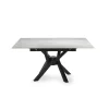 Mesa para comedor extensible Md-Alcoy acabado blanco/negro, 90/150cm(ancho) 76cm(altura) 150cm(fondo).