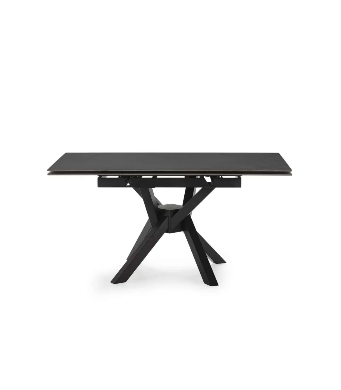 Mesa para comedor extensible Md-Alcoy acabado gris oscuro/negro, 90/150cm(ancho) 76cm(altura) 150cm(fondo).