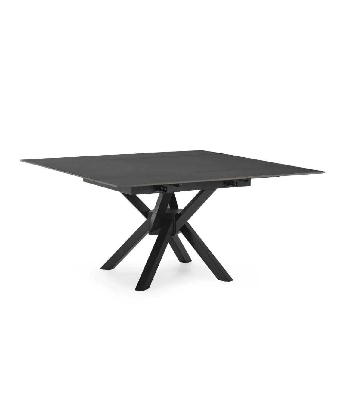 Mesa para comedor extensible Md-Alcoy acabado gris oscuro/negro, 90/150cm(ancho) 76cm(altura) 150cm(fondo).