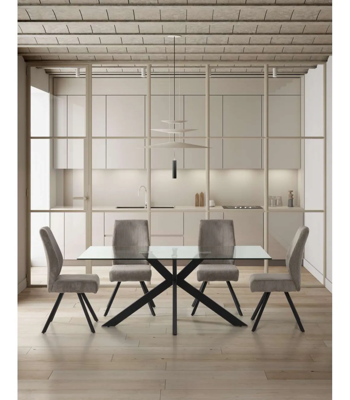 Mesa para comedor fija Md-Nora acabado negro, 180cm(ancho) 76cm(altura) 100cm(fondo).