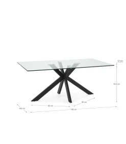 Mesa para comedor fija Md-Nora acabado negro, 180cm(ancho) 76cm(altura) 100cm(fondo).