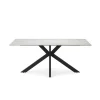 Mesa para comedor fija Md-Samira acabado blanco/negro, 180cm(ancho) 76cm(altura) 90cm(fondo).