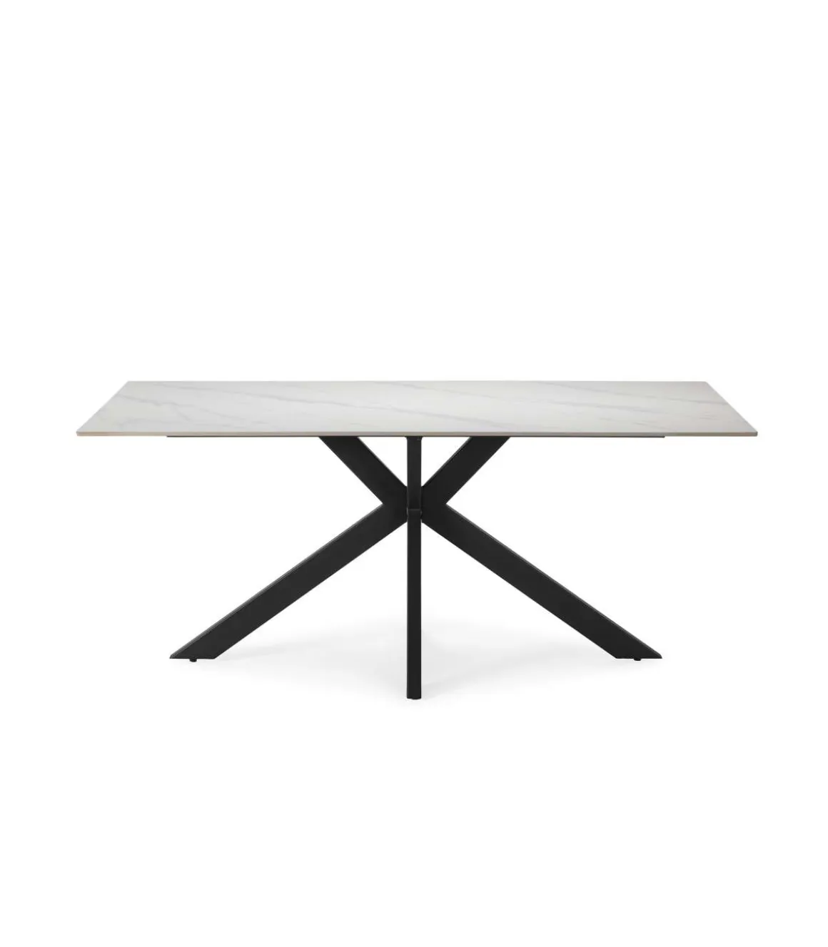Mesa para comedor fija Md-Samira acabado blanco/negro, 180cm(ancho) 76cm(altura) 90cm(fondo).