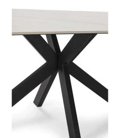 Mesa para comedor fija Md-Samira acabado blanco/negro, 180cm(ancho) 76cm(altura) 90cm(fondo).