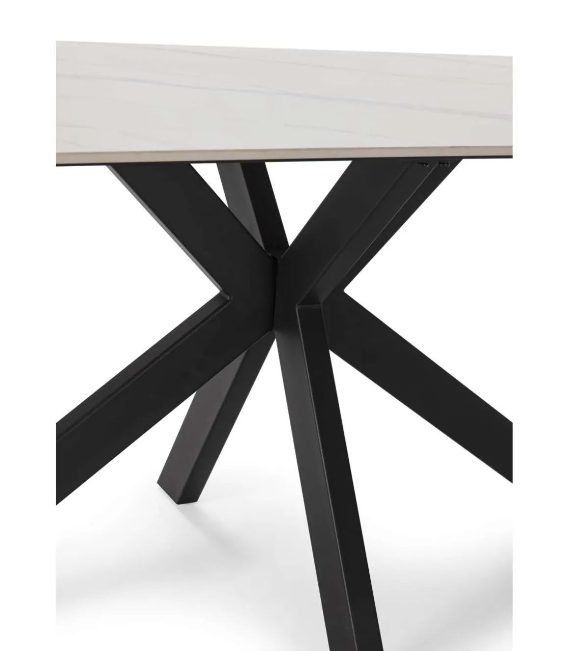 Mesa para comedor fija Md-Samira acabado blanco/negro, 180cm(ancho) 76cm(altura) 90cm(fondo).