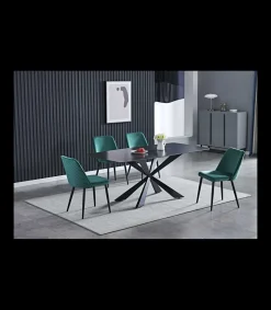 Mesa para comedor fija Md-Verena acabado negro, 180cm(ancho) 75cm(altura) 90cm(fondo).