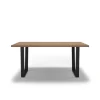 Mesa para comedor rectangular fija Md-Francis acabado natural/negro, 180cm(ancho) 75cm(altura) 100cm(fondo).